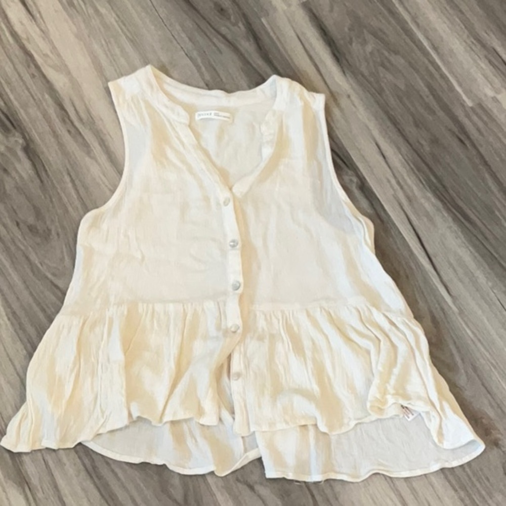 BE COOL Lightweight Cream Button Down Sleeveless Boho Tank Top Size S NWOT